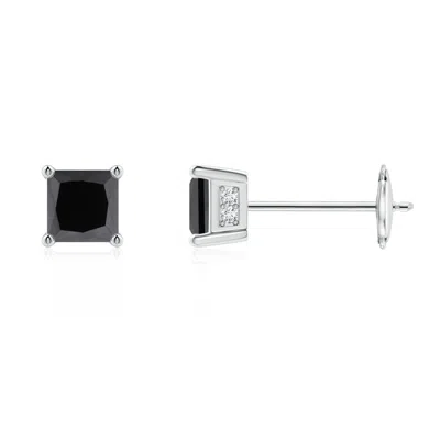 ANGARA PRINCESS-CUT ENHANCED BLACK DIAMOND SOLITAIRE STUD EARRINGS
