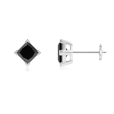 ANGARA PRINCESS-CUT ENHANCED BLACK DIAMOND STUD EARRINGS