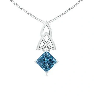 ANGARA PRINCESS-CUT ENHANCED BLUE DIAMOND CELTIC KNOT PENDANT