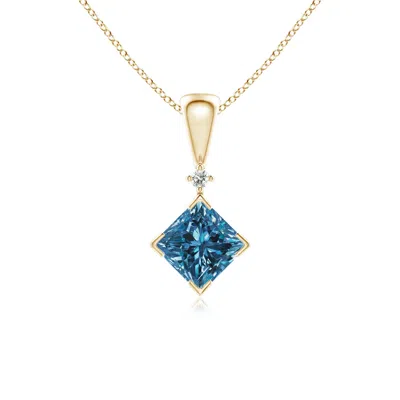 ANGARA PRINCESS-CUT ENHANCED BLUE DIAMOND PENDANT
