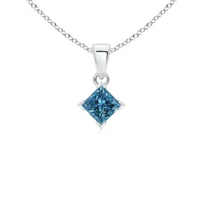 ANGARA PRINCESS-CUT ENHANCED BLUE DIAMOND SOLITAIRE PENDANT
