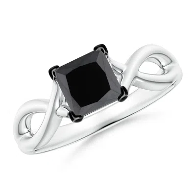 ANGARA PRINCESS-CUT SOLITAIRE ENHANCED BLACK DIAMOND CROSSOVER RING