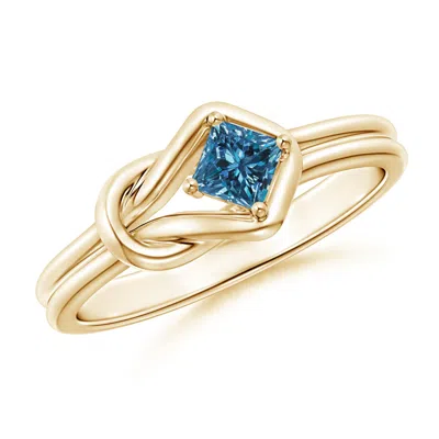 ANGARA PRINCESS-CUT SOLITAIRE ENHANCED BLUE DIAMOND INFINITY KNOT RING