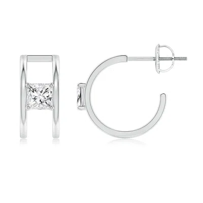 ANGARA PRINCESS DIAMOND SOLITAIRE PARALLEL HUGGIE HOOP EARRINGS