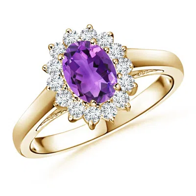 ANGARA PRINCESS DIANA INSPIRED AMETHYST RING WITH DIAMOND HALO