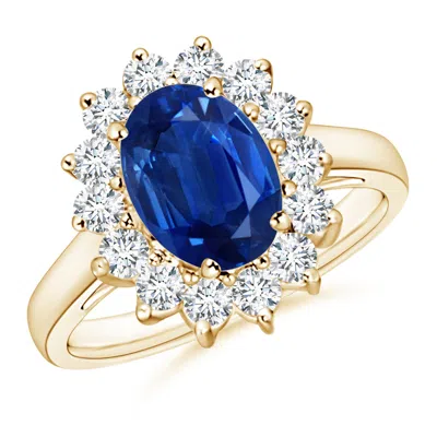 ANGARA PRINCESS DIANA INSPIRED BLUE SAPPHIRE RING WITH DIAMOND HALO