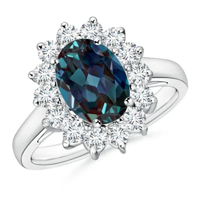 ANGARA PRINCESS DIANA INSPIRED LAB-GROWN ALEXANDRITE RING WITH DIAMOND HALO