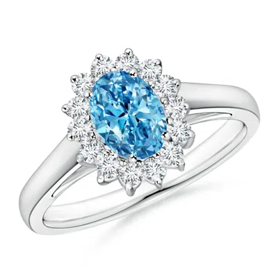 ANGARA PRINCESS DIANA INSPIRED LAB-GROWN FANCY INTENSE BLUE DIAMOND RING WITH HALO