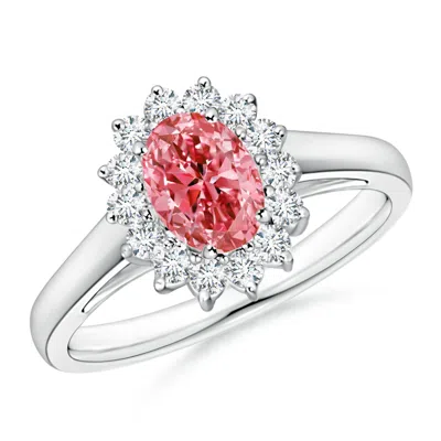 ANGARA PRINCESS DIANA INSPIRED LAB-GROWN FANCY INTENSE PINK DIAMOND RING WITH HALO