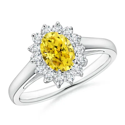 ANGARA PRINCESS DIANA INSPIRED LAB-GROWN FANCY INTENSE YELLOW DIAMOND RING WITH HALO