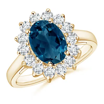 ANGARA PRINCESS DIANA INSPIRED LONDON BLUE TOPAZ RING WITH HALO