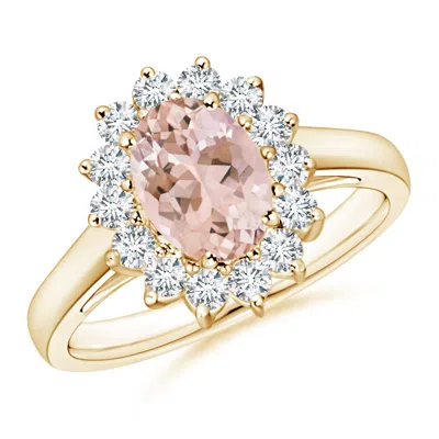 ANGARA PRINCESS DIANA INSPIRED MORGANITE RING WITH DIAMOND HALO
