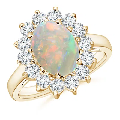 ANGARA PRINCESS DIANA INSPIRED OPAL RING WITH DIAMOND HALO