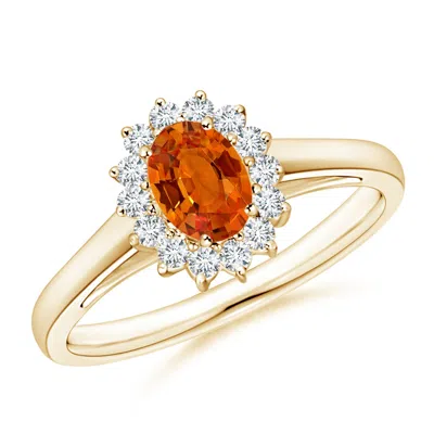 ANGARA PRINCESS DIANA INSPIRED ORANGE SAPPHIRE RING WITH HALO