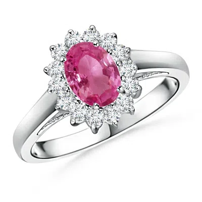 ANGARA PRINCESS DIANA INSPIRED PINK SAPPHIRE RING WITH DIAMOND HALO