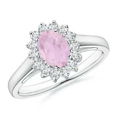 ANGARA PRINCESS DIANA INSPIRED ROSE QUARTZ RING WITH DIAMOND HALO
