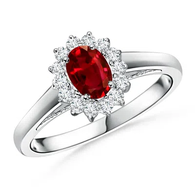 ANGARA PRINCESS DIANA INSPIRED RUBY RING WITH DIAMOND HALO