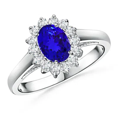 ANGARA PRINCESS DIANA INSPIRED TANZANITE RING WITH DIAMOND HALO