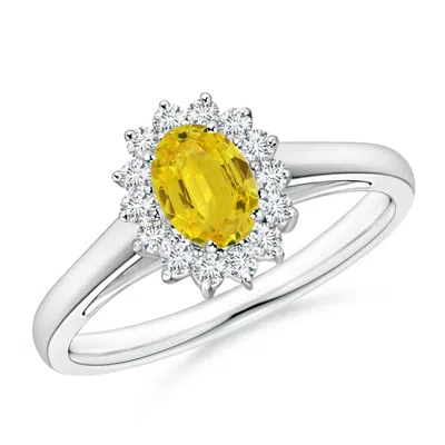 ANGARA PRINCESS DIANA INSPIRED YELLOW SAPPHIRE RING WITH HALO