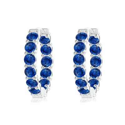 ANGARA PRONG-SET BLUE SAPPHIRE INSIDE OUT HOOP EARRINGS
