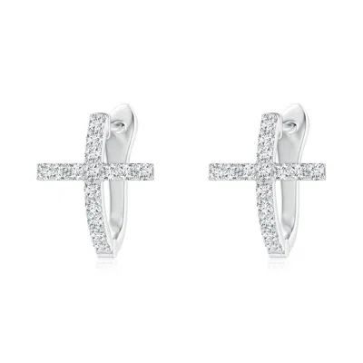 ANGARA PRONG-SET DIAMOND CROSS HOOP EARRINGS