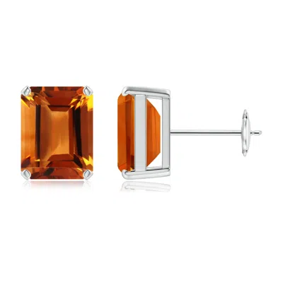 ANGARA PRONG-SET EMERALD-CUT CITRINE SOLITAIRE STUD EARRINGS