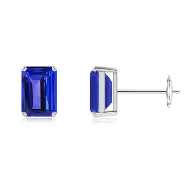 ANGARA PRONG-SET EMERALD-CUT TANZANITE SOLITAIRE STUD EARRINGS