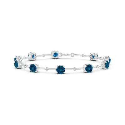ANGARA PRONG-SET LONDON BLUE TOPAZ AND BEZEL-SET DIAMOND STATION BRACELET