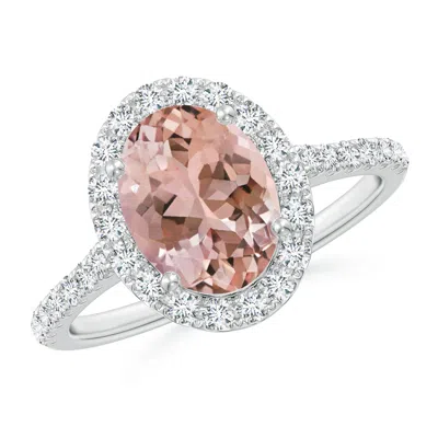 ANGARA PRONG-SET OVAL MORGANITE HALO RING WITH DIAMONDS