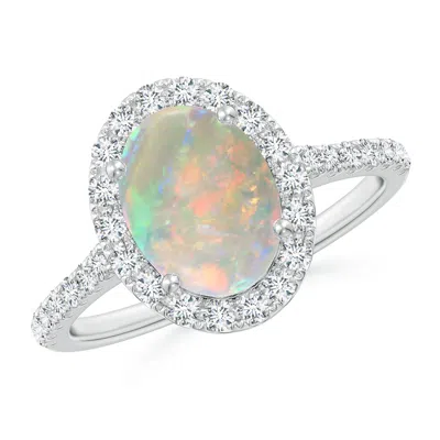 ANGARA PRONG-SET OVAL OPAL HALO RING WITH DIAMONDS