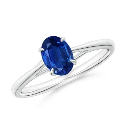 ANGARA PRONG-SET OVAL SAPPHIRE CATHEDRAL SOLITAIRE RING