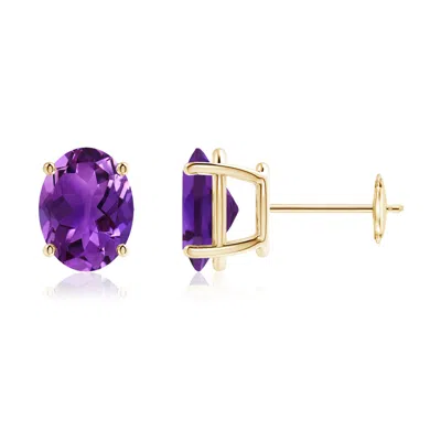 ANGARA PRONG-SET OVAL SOLITAIRE AMETHYST STUD EARRINGS