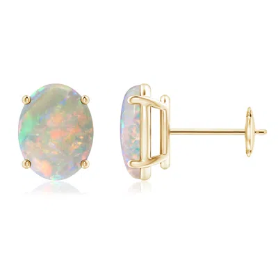 ANGARA PRONG-SET OVAL SOLITAIRE CABOCHON OPAL STUD EARRINGS