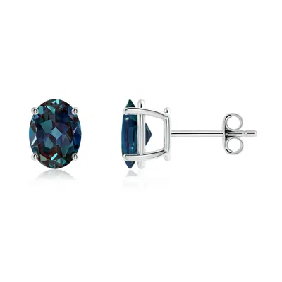ANGARA PRONG-SET OVAL SOLITAIRE LAB-GROWN ALEXANDRITE STUD EARRINGS
