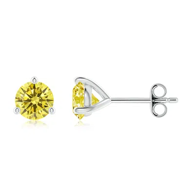 ANGARA PRONG-SET ROUND FANCY INTENSE YELLOW DIAMOND MARTINI STUD EARRINGS
