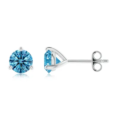ANGARA PRONG-SET ROUND LAB-GROWN FANCY INTENSE BLUE DIAMOND MARTINI STUD EARRINGS