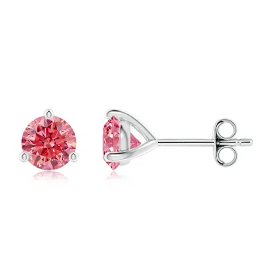 ANGARA PRONG-SET ROUND LAB-GROWN FANCY INTENSE PINK DIAMOND MARTINI STUD EARRINGS