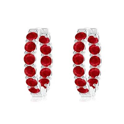 ANGARA PRONG-SET RUBY INSIDE OUT HOOP EARRINGS