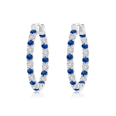 ANGARA PRONG-SET SAPPHIRE AND DIAMOND INSIDE OUT HOOP EARRINGS