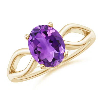 ANGARA PRONG-SET SOLITAIRE AMETHYST SPLIT SHANK RING