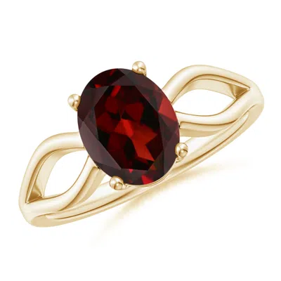 ANGARA PRONG-SET SOLITAIRE GARNET SPLIT SHANK RING