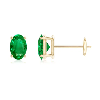 ANGARA PRONG-SET SOLITAIRE OVAL EMERALD STUD EARRINGS