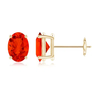 ANGARA PRONG-SET SOLITAIRE OVAL FIRE OPAL STUD EARRINGS