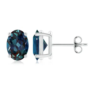 ANGARA PRONG-SET SOLITAIRE OVAL LAB-GROWN ALEXANDRITE STUD EARRINGS