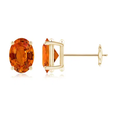 ANGARA PRONG-SET SOLITAIRE OVAL ORANGE SAPPHIRE STUD EARRINGS