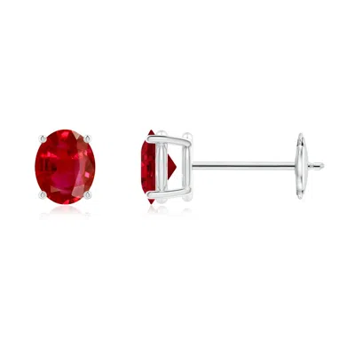 ANGARA PRONG-SET SOLITAIRE OVAL RUBY STUD EARRINGS