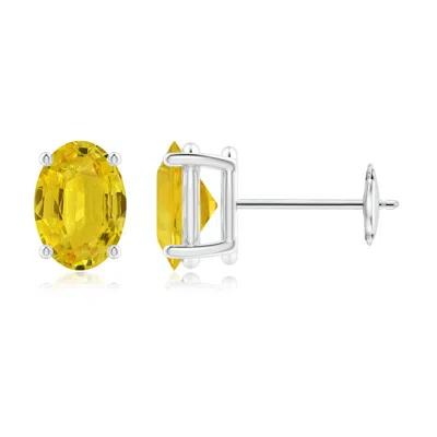 ANGARA PRONG-SET SOLITAIRE OVAL YELLOW SAPPHIRE STUD EARRINGS