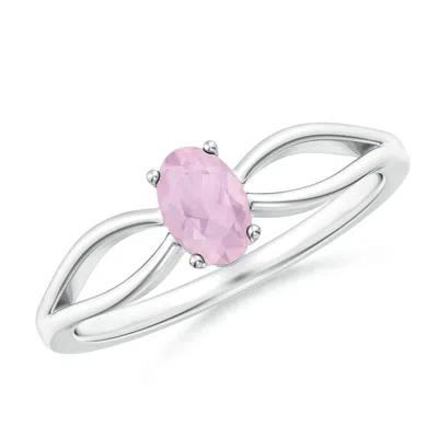 ANGARA PRONG-SET SOLITAIRE ROSE QUARTZ SPLIT SHANK RING