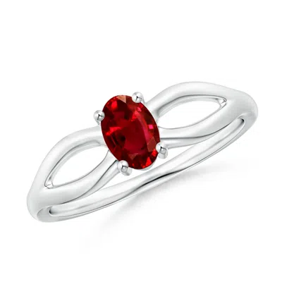 ANGARA PRONG-SET SOLITAIRE RUBY SPLIT SHANK RING