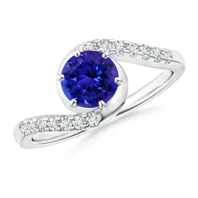 ANGARA PRONG-SET TANZANITE BYPASS RING WITH DIAMOND ACCENTS